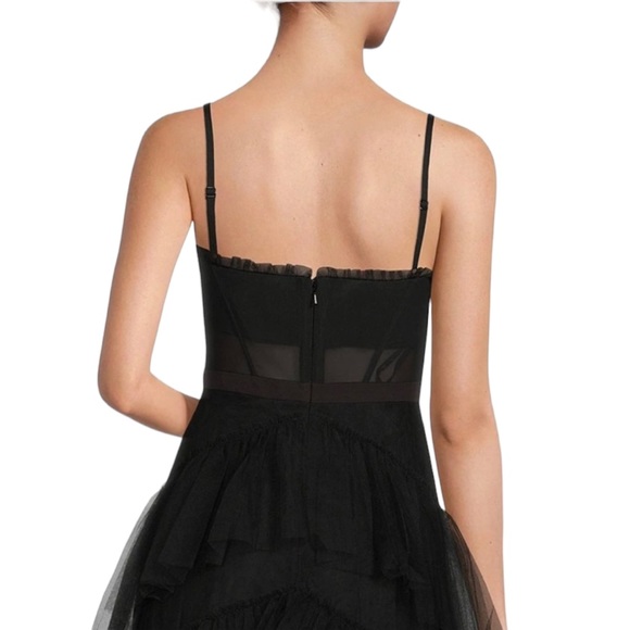 Betsy & Adam Illusion Tiered Ruffle Tulle Square Neck Corset Mesh Gown size 10 - Picture 6 of 11